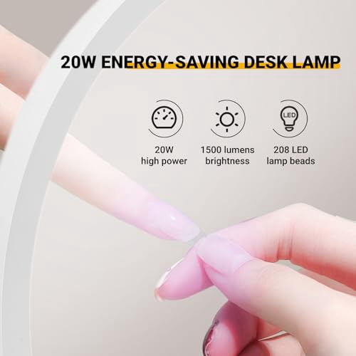 Half Moon Foldable Nail Desk Lamp - 22In Touch Control, Adjustable Color & Brightness For Manicure & Beauty