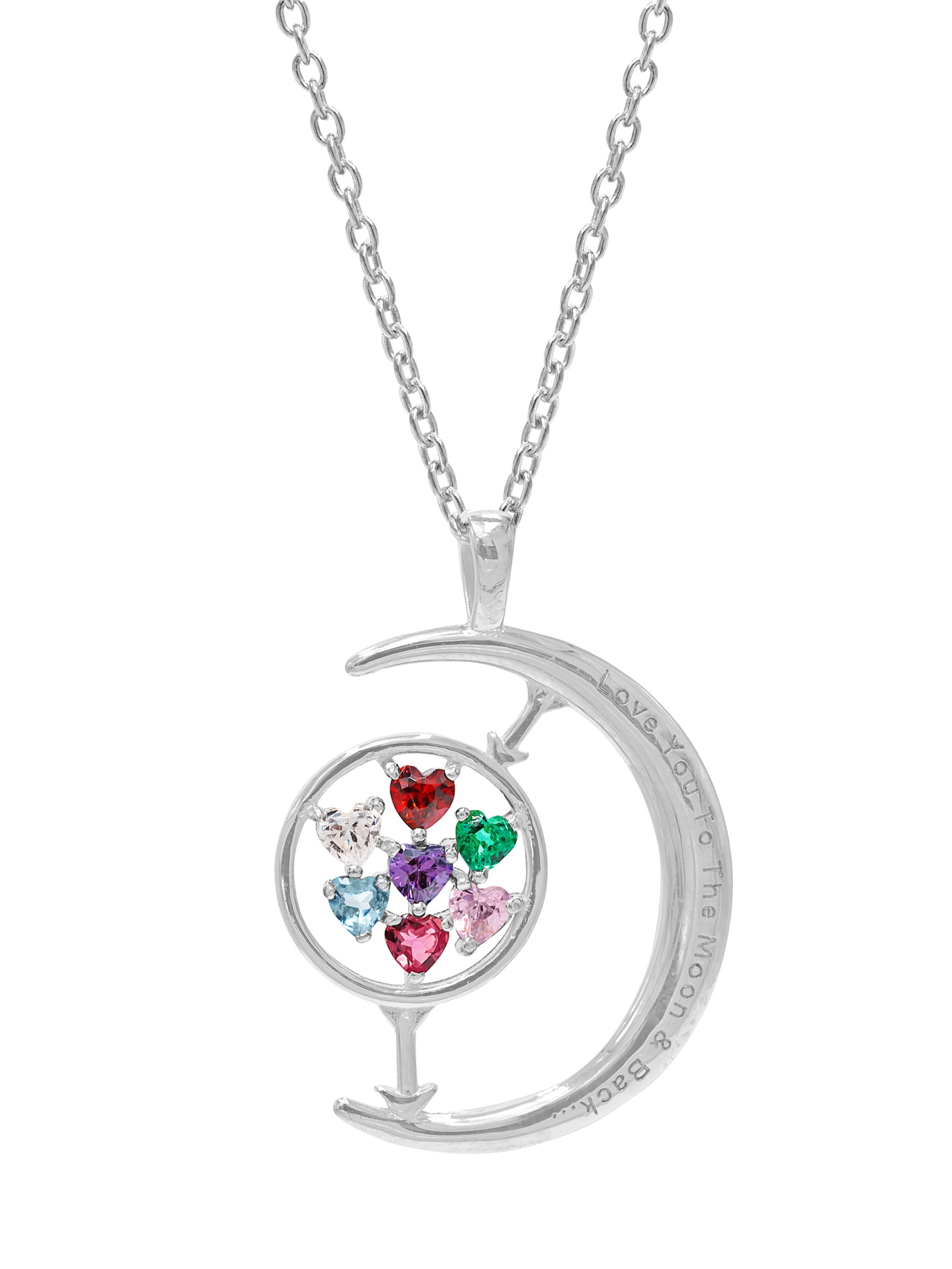 Half Moon Pendant with Up to Seven Birthstones
