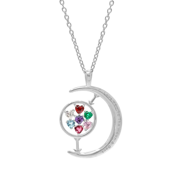 Half Moon Pendant with Up to Seven Birthstones