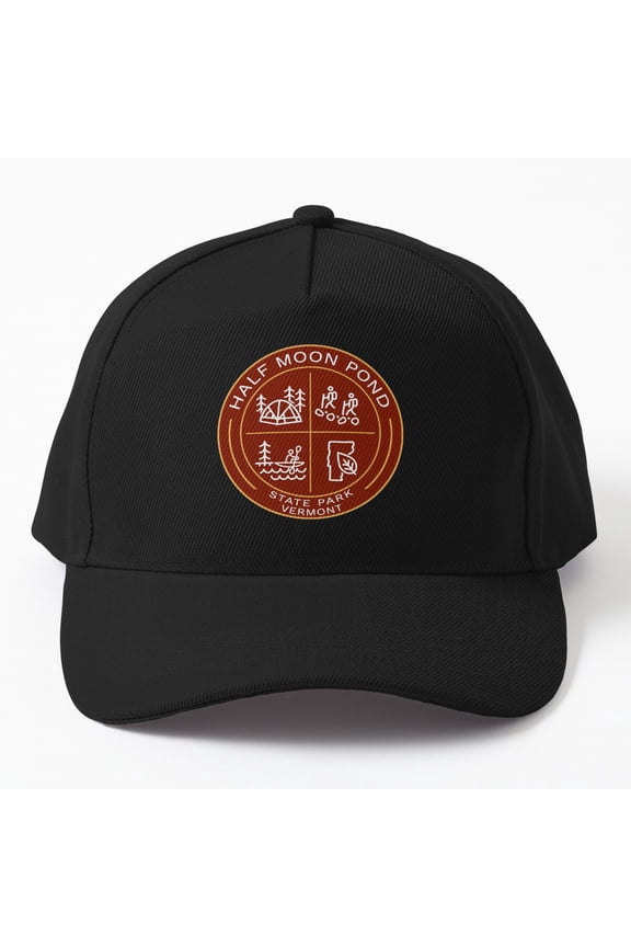 Half Moon Pond State Park Baseball Cap, Heraldic Logo Travel Graphic Design, Classic Hat