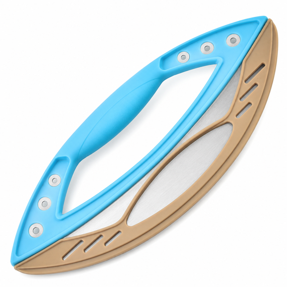 Half-Moon Stainless Steel Pizza Cutter Wheel Baking Tool with PP Handle Guard, Multi-Use Pastry Slice Cutter for Pizza, Cake & Flatbread, Safe Grip Kitchen Slicing Tool, Multicolor