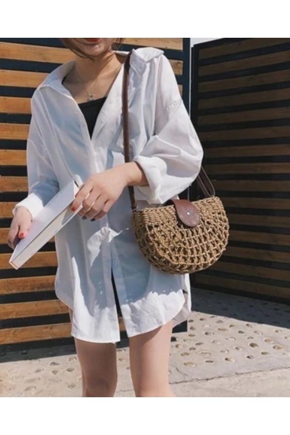 Half Moon Straw Summer Crossbody Bag