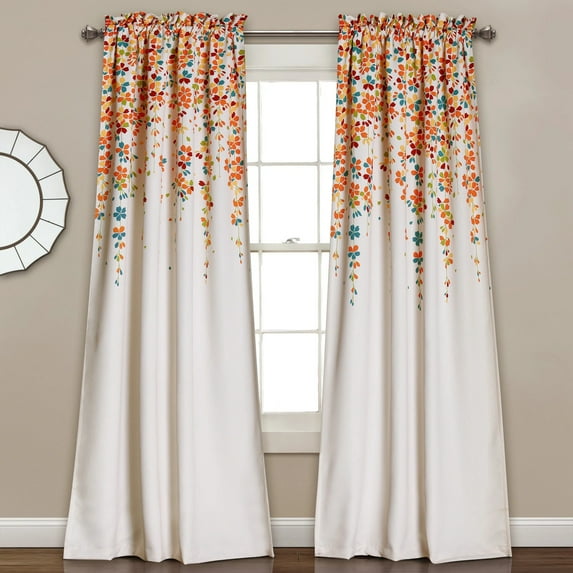 Half Moon Weeping Flowers 2 Piece Curtain Panel Set