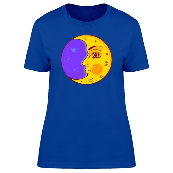 Half Moon With Face T-Shirt Women -Image by Shutterstock, Female x-Large