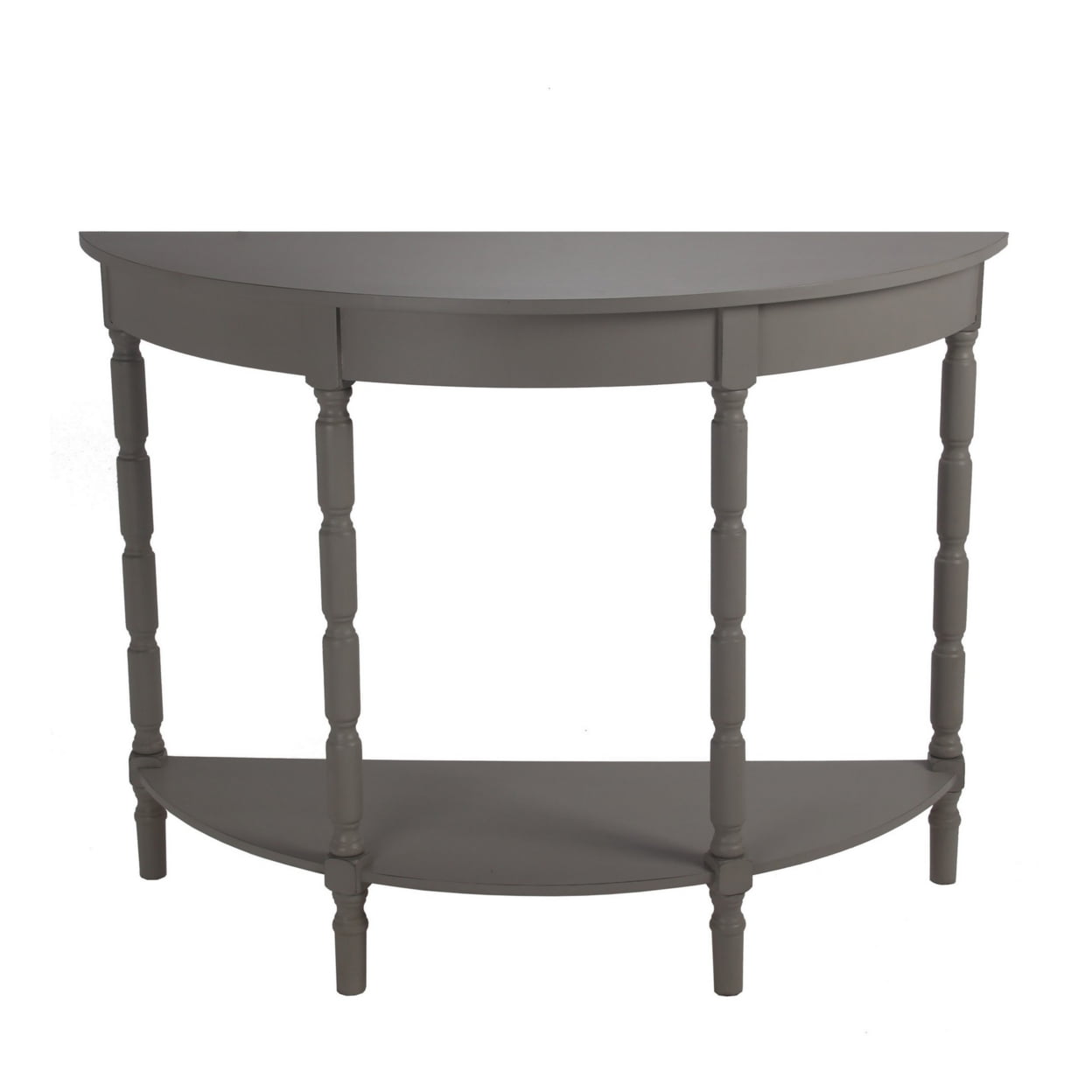 Benjara Half Moon Wooden Console Table with Open Shelf and Turned Legs ...