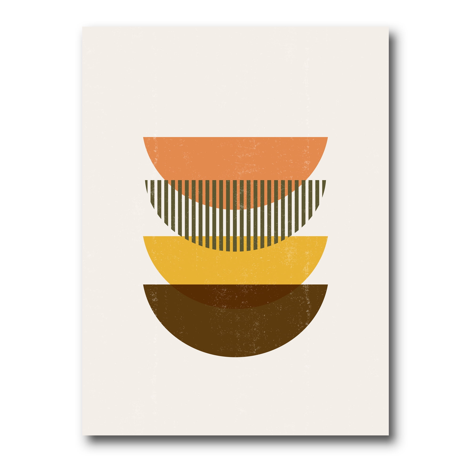 Half Moons In Earth Tones Abstract Geometric Art 24 in x 32 in Painting Canvas Art Print, by Designart