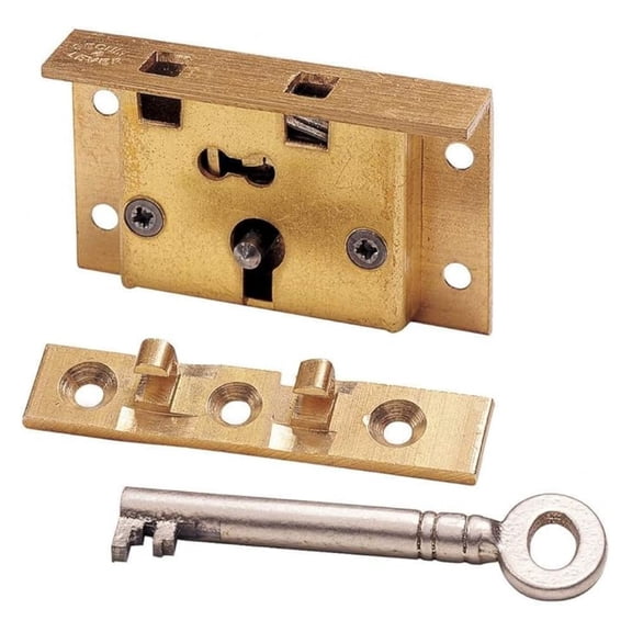 Half Mortise Chest Lock - Heavy Duty Brass Padlock with Key - Secure Cabinet Door Lock for Drawers, Boxes, and Furniture - Single Cylinder