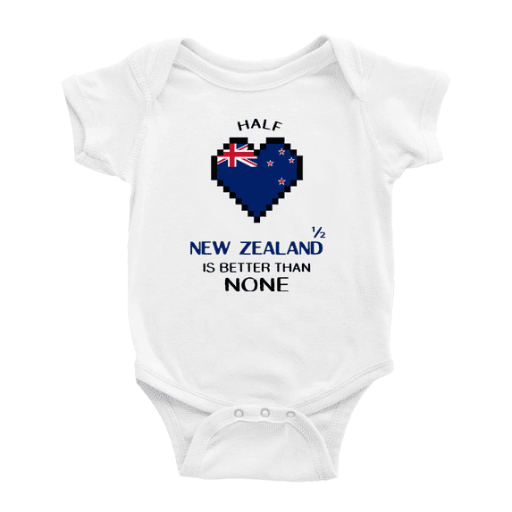 Half New Zealand Is Better Than None Cute Baby Bodysuit Newborn Clothes Outfits (White, 12-18 Months)
