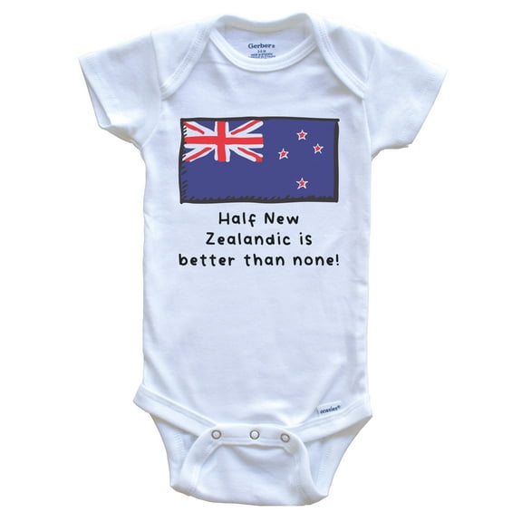 Half New Zealandic Is Better Than None New Zealand Flag Baby Bodysuit, 0-3 Months White