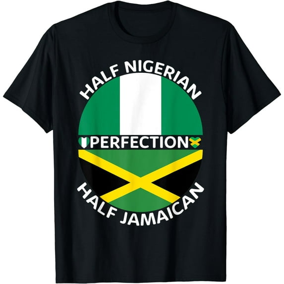 Half Nigerian Half Jamaican Nigeria Jamaica Flag Men Women T-Shirt