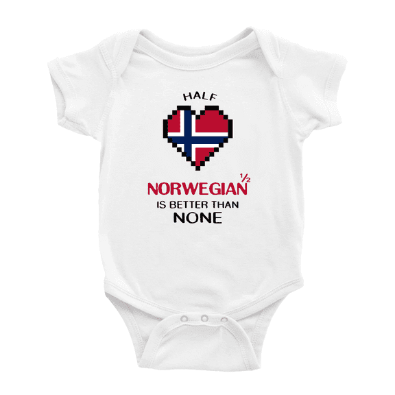 Half Norwegian Is Better Than None Cute Baby Bodysuit Newborn Clothes Outfits (White, 18-24 Months)