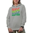 thumbnail image 1 of Half Nurse Half Coffee, Groovy Retro Wavy Text Merch Gift, Heather Grey Hooded Sweatshirt or Hoodie, Small, 1 of 5