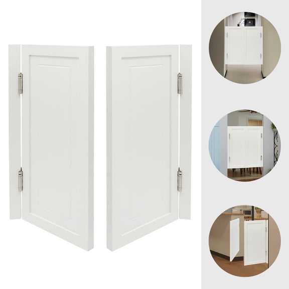 Half Partition Door, 35.4" x 35.4" Solid Wood White, Swing Both Ways SelfClosing for Bar Counter, Cafe, Kitchen, Pet Passage Single