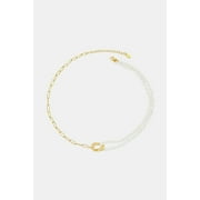 TRENDSI Half Pearl Half Chain Necklace