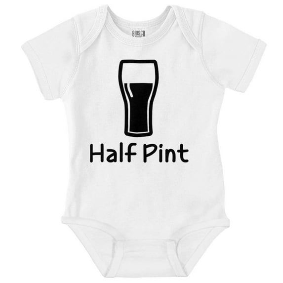 Half Pint Milk Bottle Humor Dad Joke Romper Boys or Girls Infant Baby Brisco Brands 6M