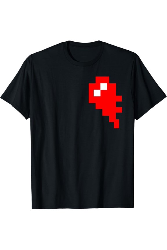 Half Pixelated Heart Gaming Couple Wedding T-Shirt Vintage Tee -Birthday Gifts