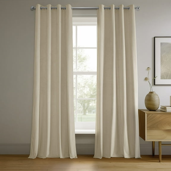 Half Price Drapes Alabaster Beige Grommet Signature Velvet Blackout Curtains(1 Panel),50WX 96L