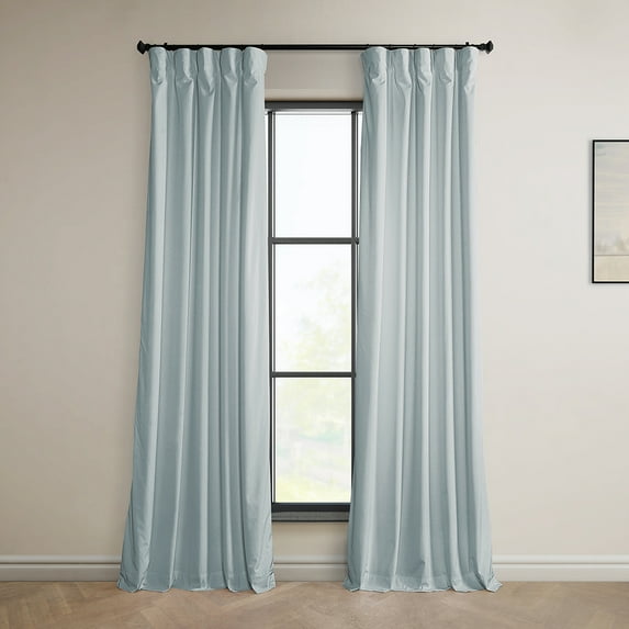Half Price Drapes Aquarius Blue Heritage Plush Velvet Room Darkening Curtains (1 Panel), 50W X 108L