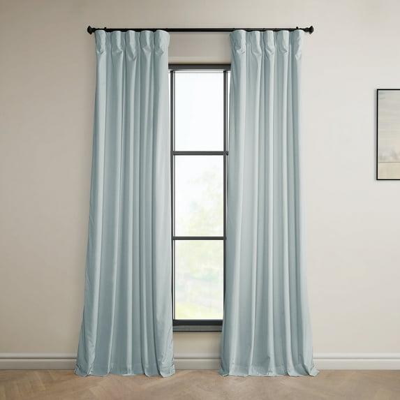 Half Price Drapes Aquarius Blue Heritage Plush Velvet Room Darkening Curtains (1 Panel), 50W X 96L