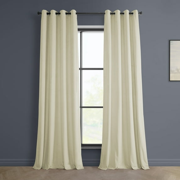Half Price Drapes Au Lait Creme Grommet Plush Velvet Room Darkening Curtains (1 Panel), 50W X 96L