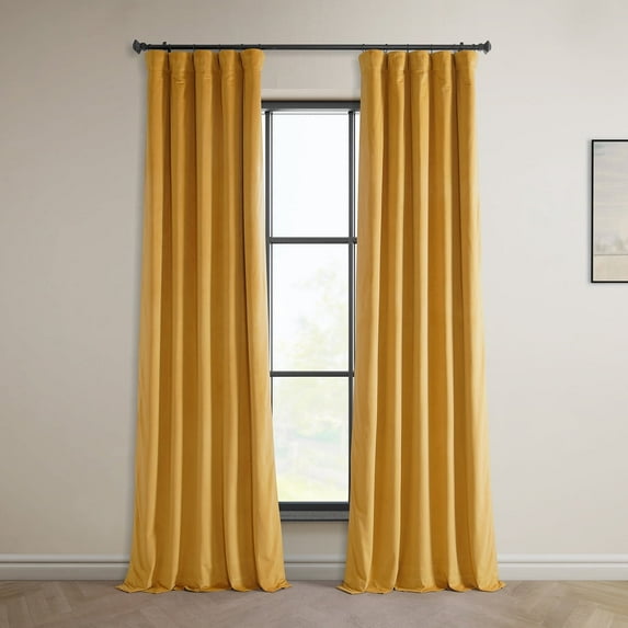 HPD Half Price Drapes Aztec Gold Heritage Plush Velvet Room Darkening Curtains for Bedroom & Living Room Curtains (1 Panel), Window Curtains 96 inches long, Rod Pocket Curtains,50W X 120L