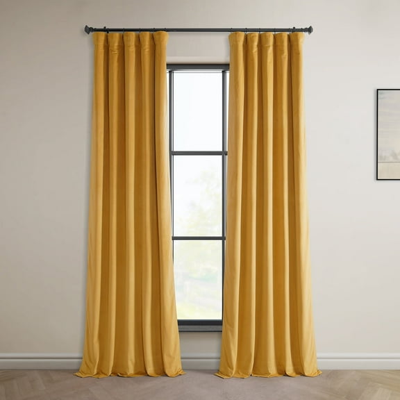 Half Price Drapes Aztec Gold Heritage Plush Velvet Room Darkening Curtains (1 Panel), 50W X 84L