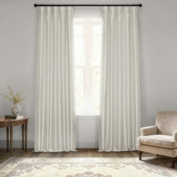 Half Price Drapes Mist Grey Vintage Dupioni Silk Room Darkening Curtains (1 Panel), 50WX 108L