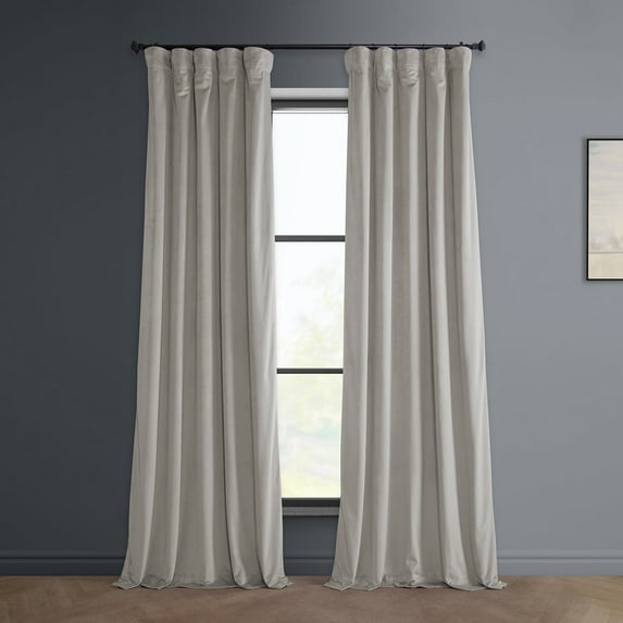 Half Price Drapes City Grey Heritage Plush Velvet Room Darkening Curtains (1 Panel), 50W X 120L