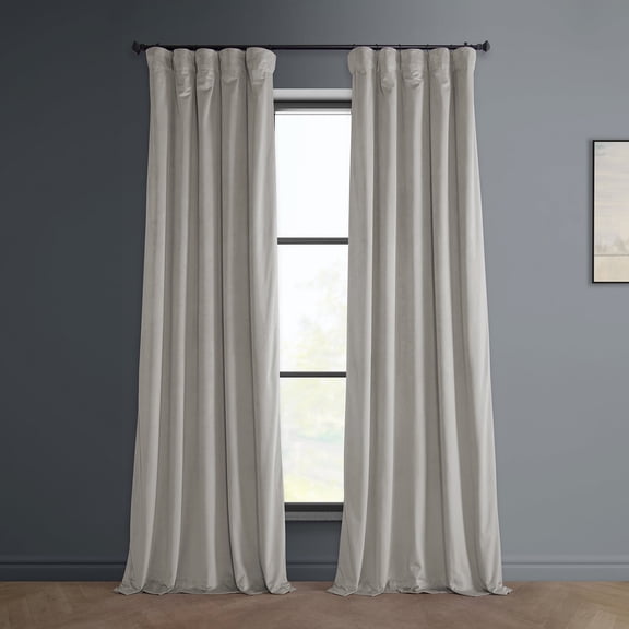 Half Price Drapes City Grey Heritage Plush Velvet Room Darkening Curtains (1 Panel), 50W X 120L