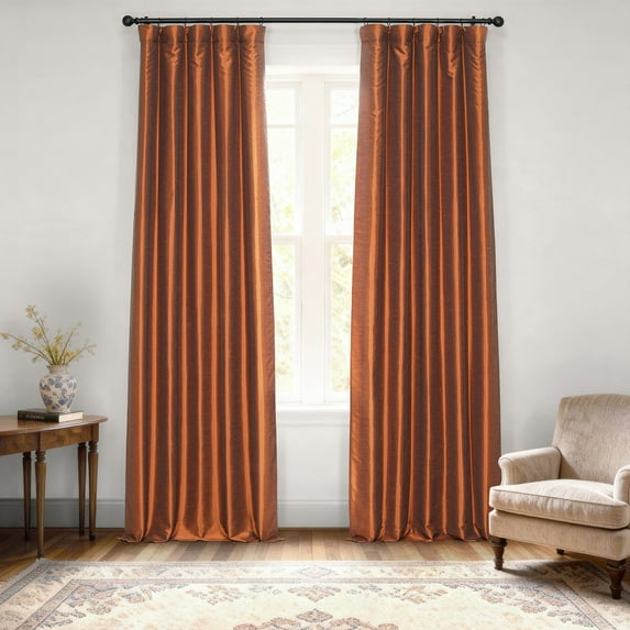 Half Price Drapes Copper Kettle Faux Dupioni Silk Blackout Curtains for Bedrooms (1 Panel),50WX 84L