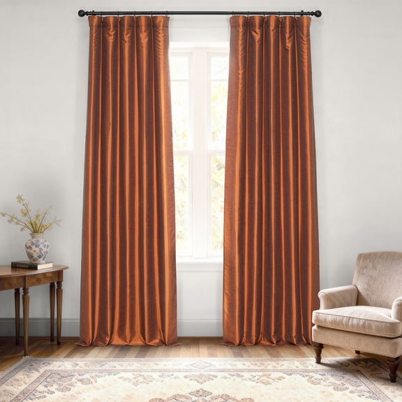 Half Price Drapes Copper Kettle Faux Silk Room Darkening Curtains for Bedrooms (1 Panel), 50WX 96L