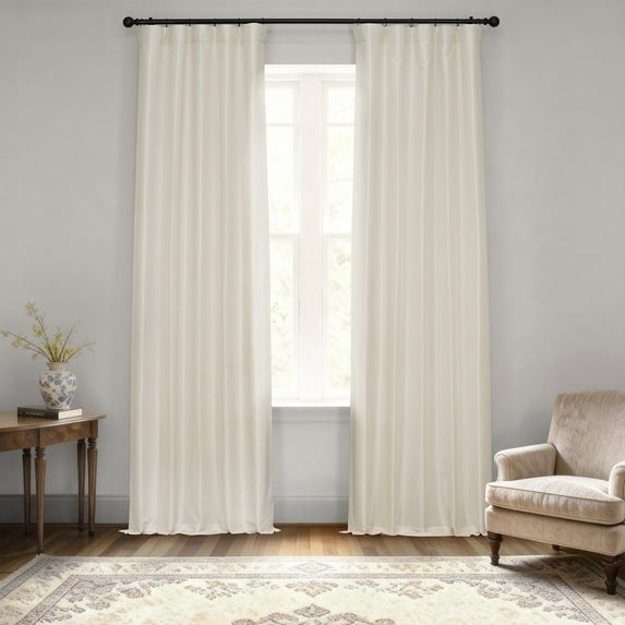 Half Price Drapes Off White Silk Room Darkening Curtains for Bedrooms(1 Panel),50WX 108L