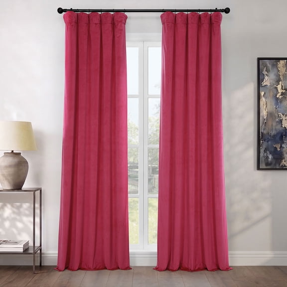 Half Price Drapes Dark Pink Heritage Plush Velvet Room Darkening Curtains (1 Panel), 50W X 96L