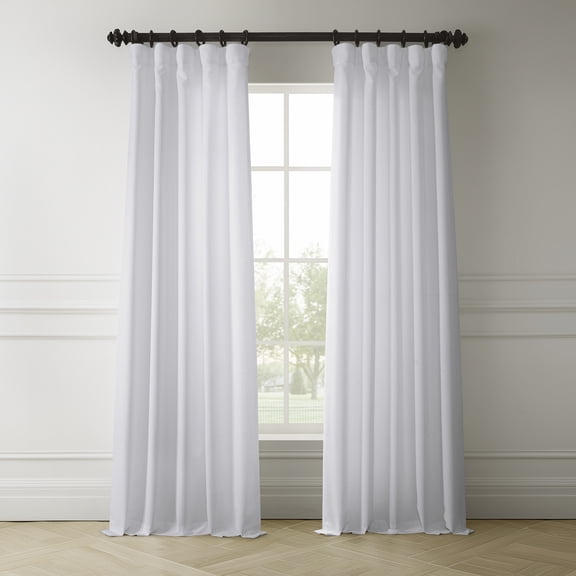 Half Price Drapes Dove White Faux Linen Room Darkening Curtains for Bedroom(1 Panel),50W X 108L