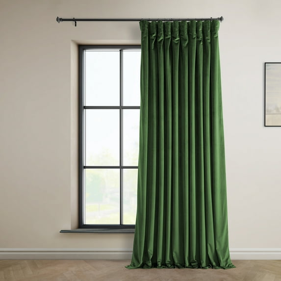 Half Price Drapes Eden Green Extra Wide Plush Velvet Room Darkening Curtains (1 Panel), 100W X 84L