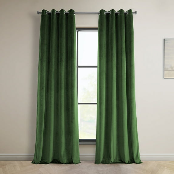 Half Price Drapes Eden Green Grommet Plush Velvet Room Darkening Curtains (1 Panel), 50W X 108L