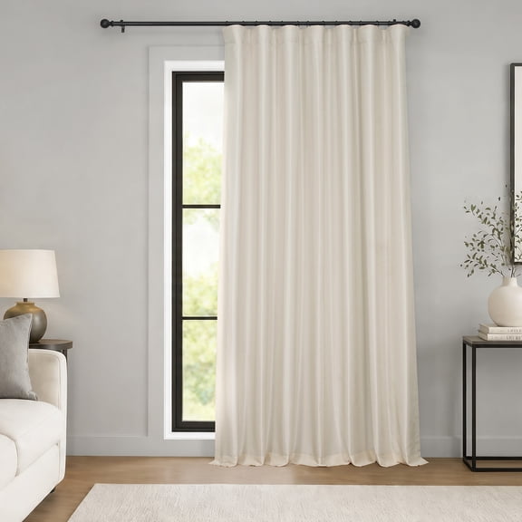 Half Price Drapes Extra Wide Off White Silk Blackout Curtains (1 Panel), 100WX 96L