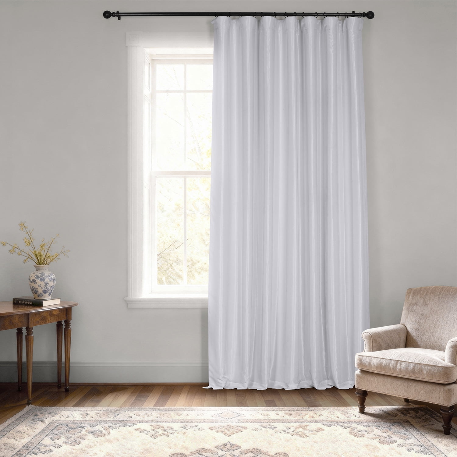 Half Price Drapes Extra Wide Ice Vintage Dupioni Silk Blackout Curtains (1 Panel), 100WX 108L