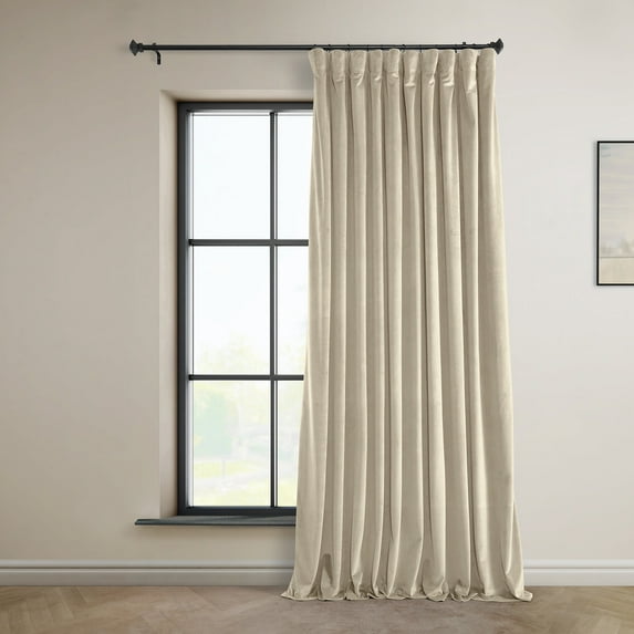 Half Price Drapes Extra Wide Signature Angora Beige Velvet Hotel Blackout Curtains(1 Panel), 100W X 108L