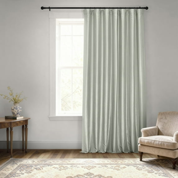 Half Price Drapes Extra Wide Silver Faux Silk Blackout Curtains for Bedroom(1 Panel), 100WX 96L