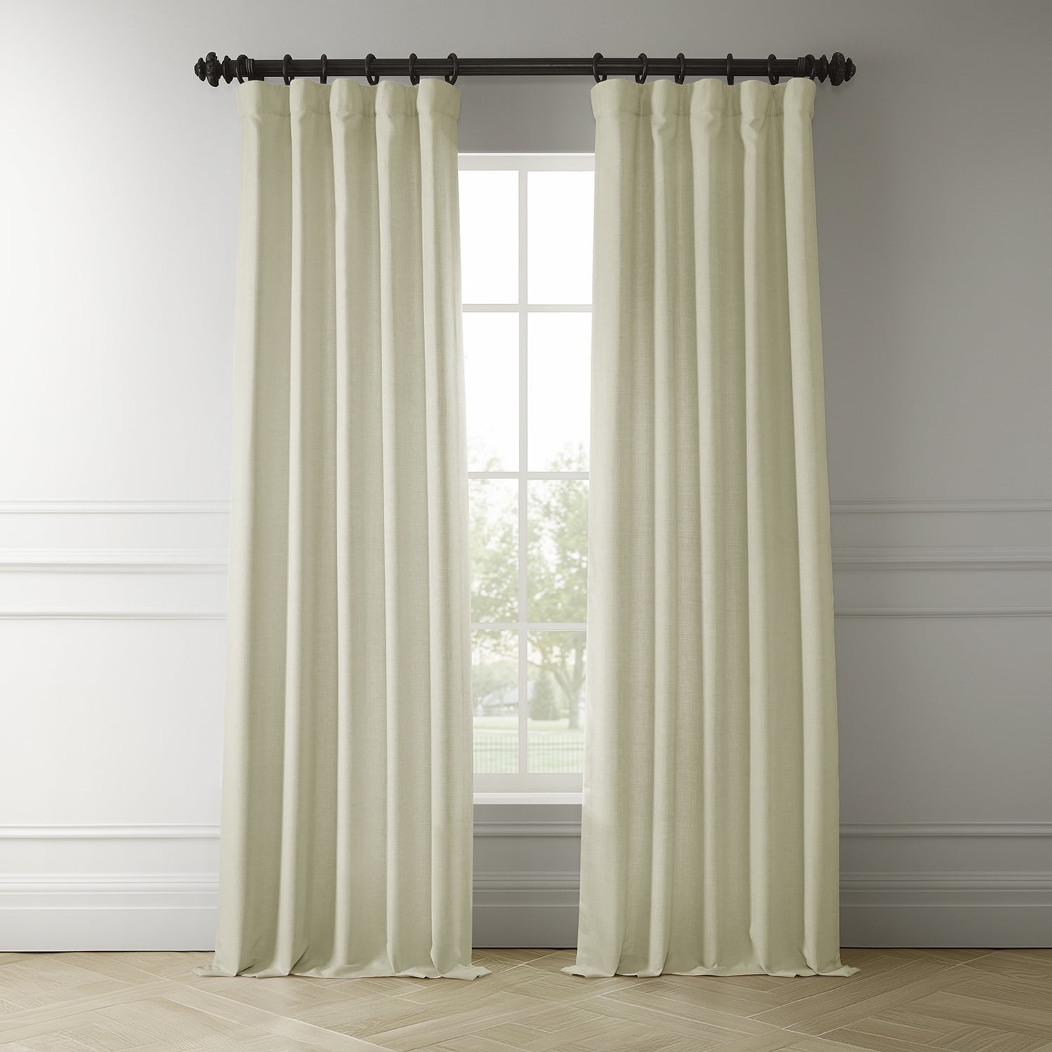 Half Price Drapes Gravity Ivory Italian Faux Linen Room Darkening ...