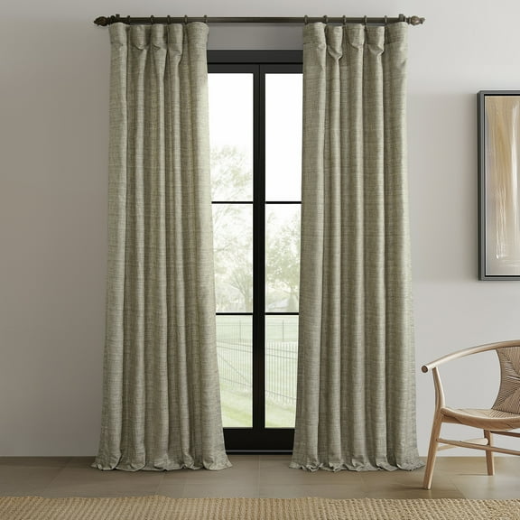 Half Price Drapes Grey Raw Linen Weave Light Filtering Curtains for Bedroom (2 Panel), 50W X 84L