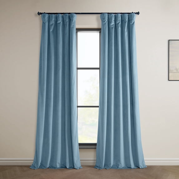 Half Price Drapes Light Blue Taupe Heritage Plush Velvet Room Darkening Curtains(1 Panel),50W X 108L