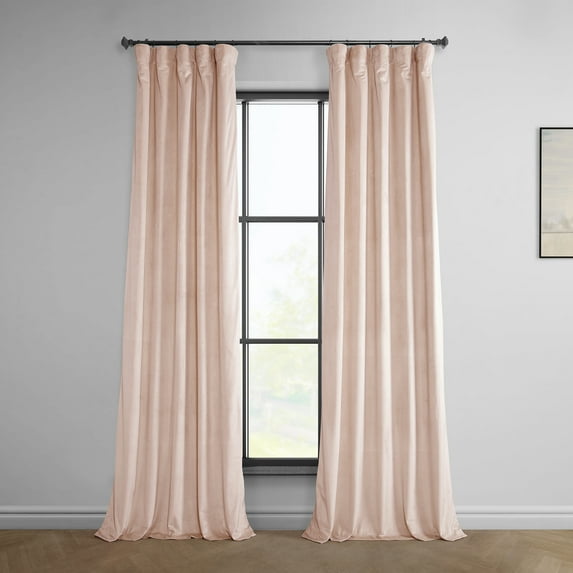 Half Price Drapes Light Pink Heritage Plush Velvet Room Darkening Curtains (1 Panel), 50W X 84L