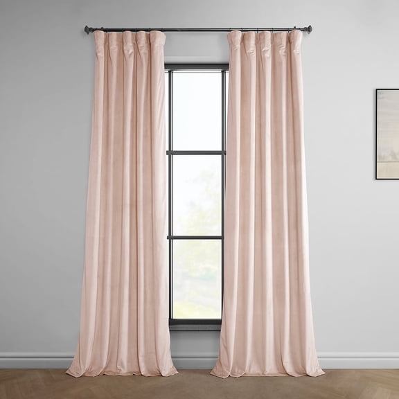 Half Price Drapes Light Pink Heritage Plush Velvet Room Darkening Curtains (1 Panel), 50W X 96L
