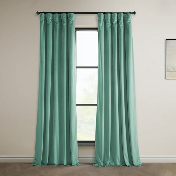 Half Price Drapes Light Teal Green Heritage Plush Velvet Room Darkening Curtains(1 Panel),50W X 120L