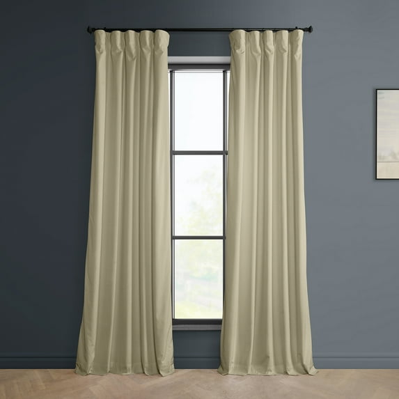 Half Price Drapes Macchiato Beige Heritage Plush Velvet Room Darkening Curtains (1 Panel), 50W X 120L