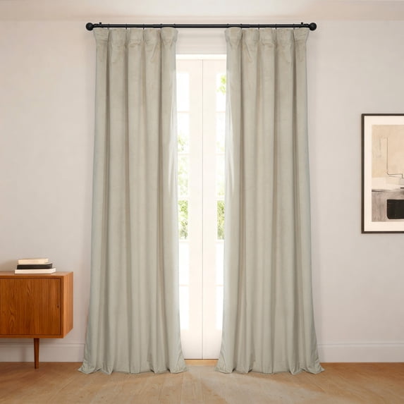 Half Price Drapes Macchiato Beige Heritage Plush Velvet Room Darkening Curtains (1 Panel), 50W X 84L