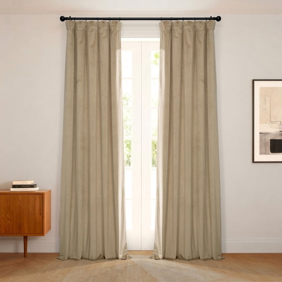 Half Price Drapes Museum Taupe Heritage Plush Velvet Room Darkening Curtains (1 Panel), 50W X 108L