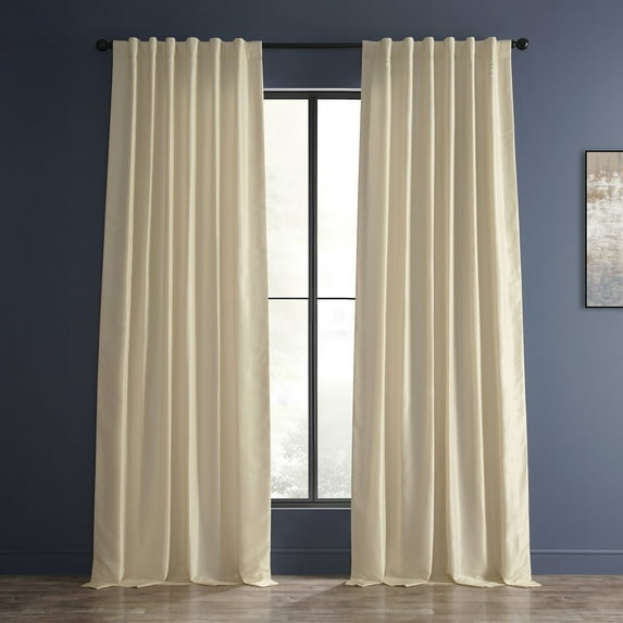 Half Price Drapes Off White Vintage Dupioni Silk Room Darkening Curtains for Bedroom (1 Panel), 50WX 120L